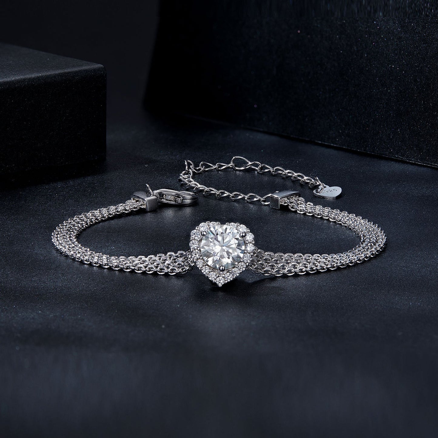 Bracelet 925 sterling silver white gold plated with 1 Carat moissanite halo by Bids.com on Tampa Home & Garden Store