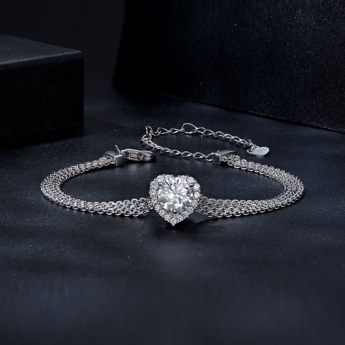 Bracelet 925 sterling silver white gold plated with 1 Carat moissanite halo by Bids.com on Tampa Home & Garden Store