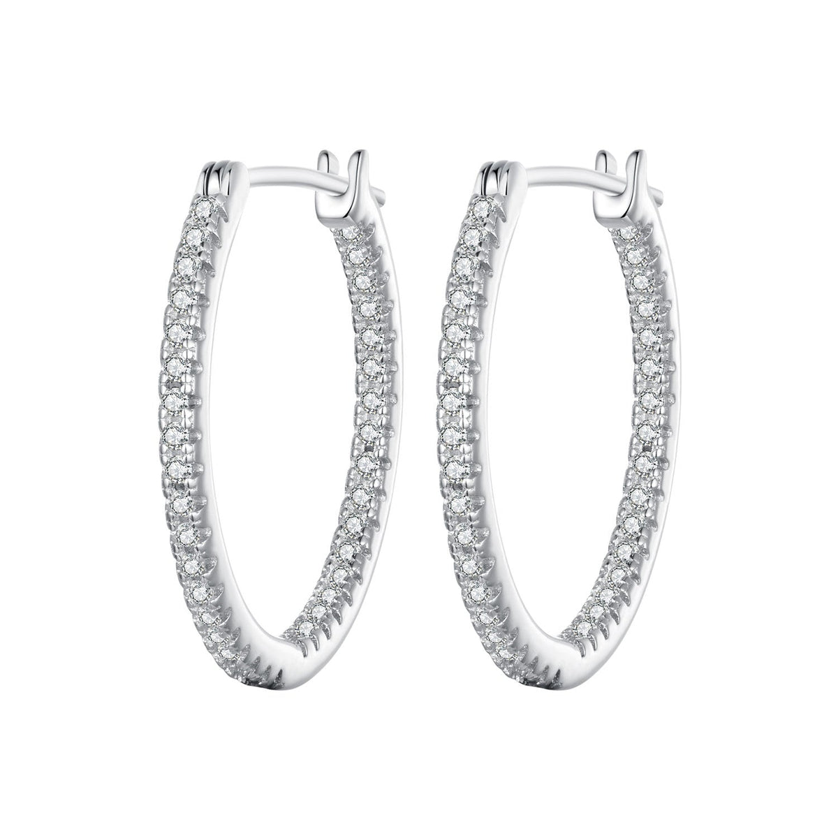Earrings pair: Bids.com 925 sterling silver hoops with pave CZ in white gold finish on Tampa Home & Garden Store