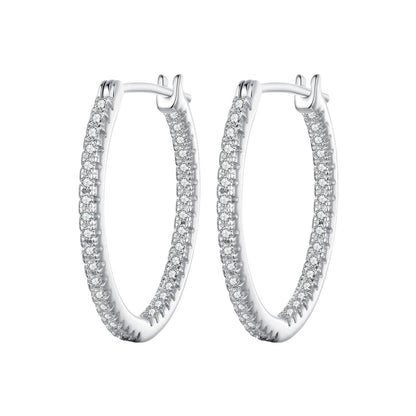 Earrings pair: Bids.com 925 sterling silver hoops with pave CZ in white gold finish on Tampa Home & Garden Store