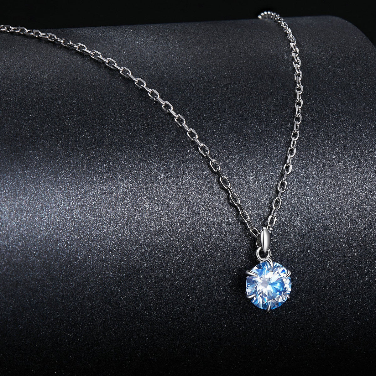 Moissanite pendant necklace 925 sterling silver, blue 6.5mm stone, by Bids.com on Tampa Home & Garden Store
