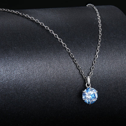 Moissanite pendant necklace 925 sterling silver, blue 6.5mm stone, by Bids.com on Tampa Home & Garden Store