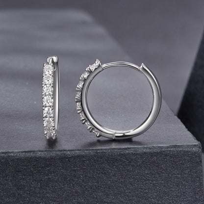 Hoop earrings Bids.com, 925 silver moissanite, 0.03ct, white gold plated, 1.6cm for women on Tampa Home & Garden Store