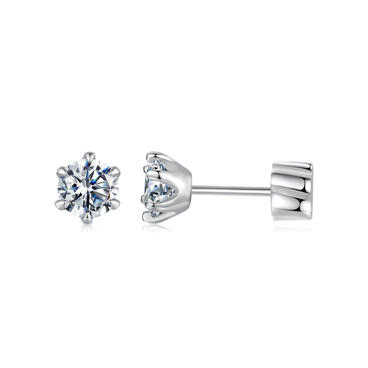 925 Sterling Silver 0.5ct Moissanite Earrings, stud style with four-prong setting, Bids.com on Tampa Home & Garden Store
