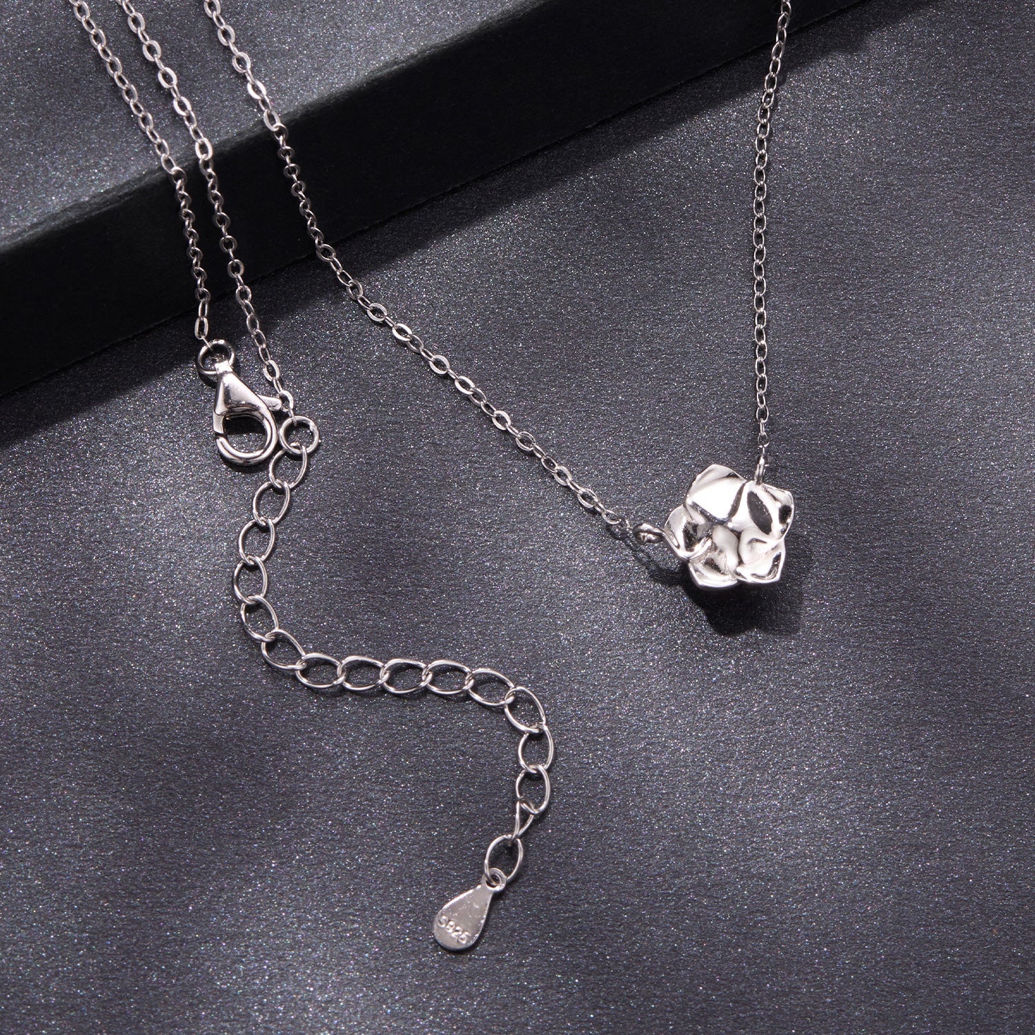 925 Silver Moissanite Necklace 0.5ct, white gold plated, textured spherical pendant on Tampa Home & Garden Store