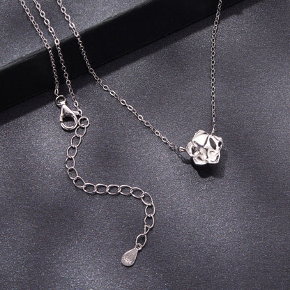 925 Silver Moissanite Necklace 0.5ct, white gold plated, textured spherical pendant on Tampa Home & Garden Store