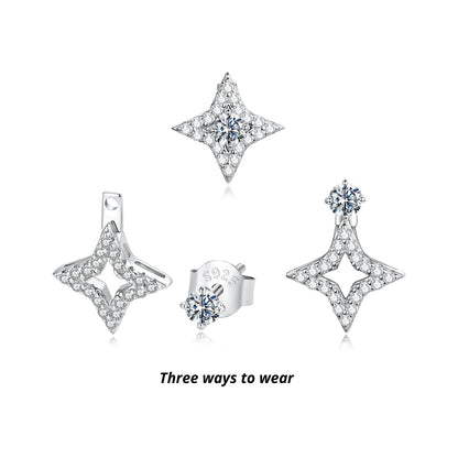 Starburst sterling silver moissanite stud earrings, 0.1ct center stone, pave accents on Tampa Home & Garden Store