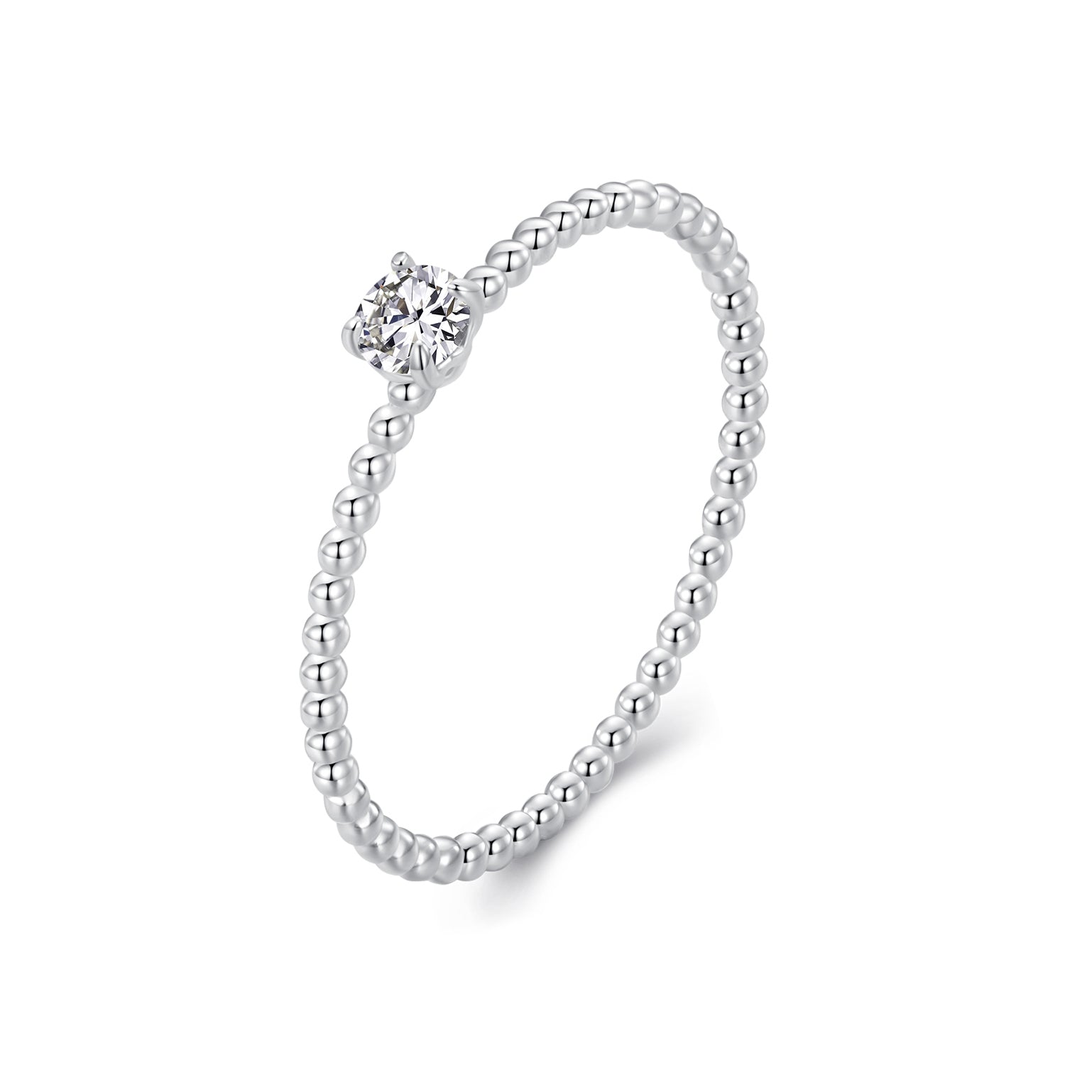 925 Sterling Silver 3mm Moissanite Ring for Women, beaded band on Tampa Home & Garden Store