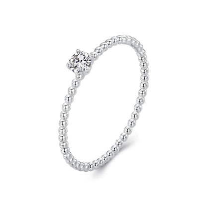 925 Sterling Silver 3mm Moissanite Ring for Women, beaded band on Tampa Home & Garden Store