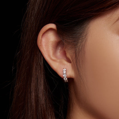 S925 sterling silver moissanite hoop earrings 1.3cm platinum plated by Bids.com on Tampa Home & Garden Store