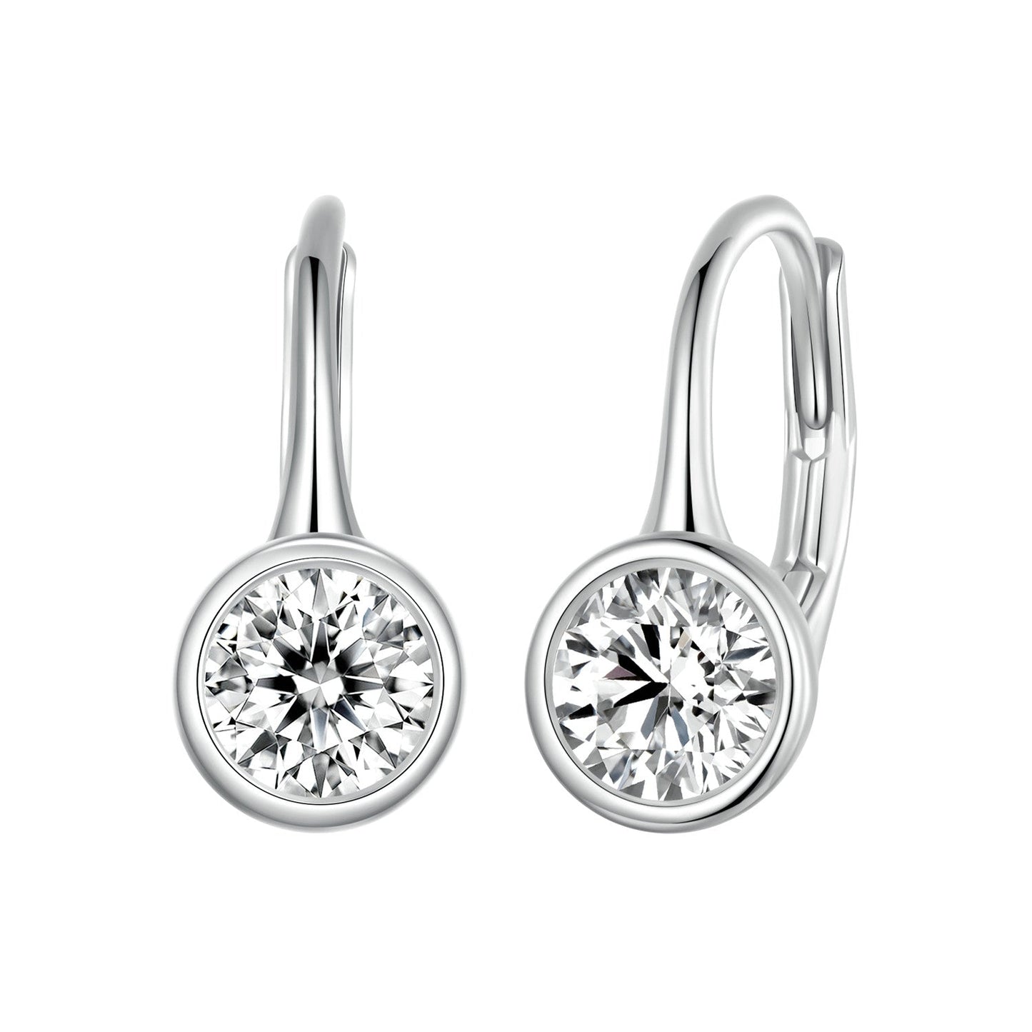 Sterling silver moissanite earrings for women, 0.50ct, bezel-set round stones, pair by Bids.com on Tampa Home & Garden Store