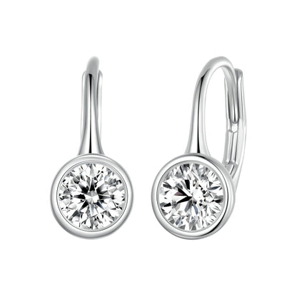 Sterling silver moissanite earrings for women, 0.50ct, bezel-set round stones, pair by Bids.com on Tampa Home & Garden Store