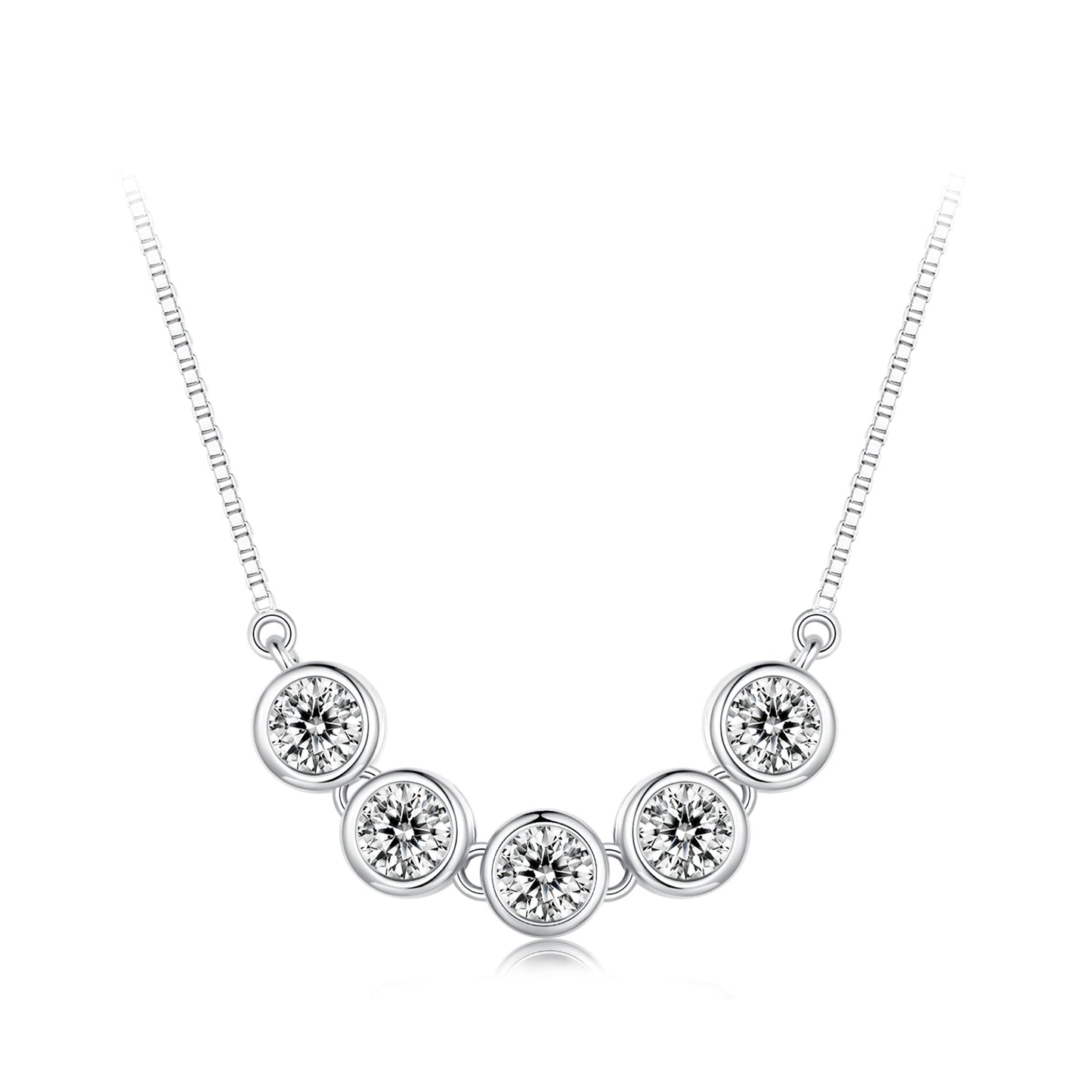 925 Sterling Silver 4mm Moissanite Necklace plated platinum by Bids.com for Women on Tampa Home & Garden Store