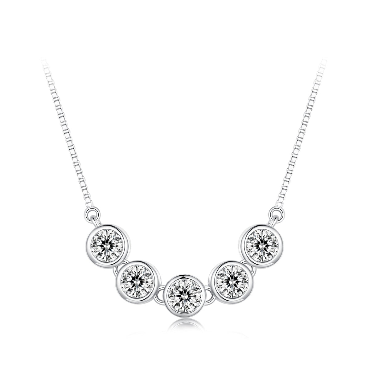 925 Sterling Silver 4mm Moissanite Necklace plated platinum by Bids.com for Women on Tampa Home & Garden Store