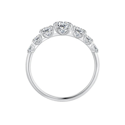 925 silver moissanite ring with graduated stones 5mm–2.5mm and heart accents by Bids.com on Tampa Home & Garden Store