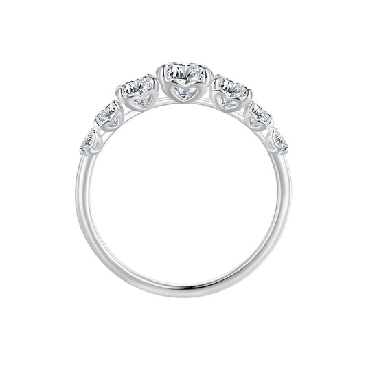 925 silver moissanite ring with graduated stones 5mm–2.5mm and heart accents by Bids.com on Tampa Home & Garden Store