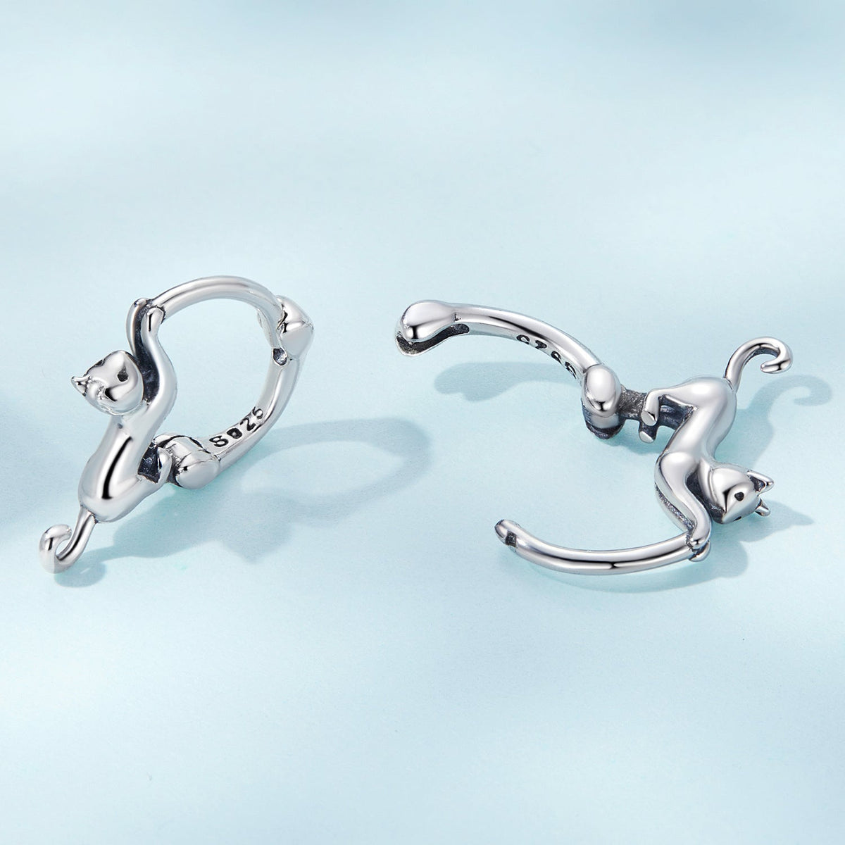 Earrings: 2 cat-shaped hoops, 1.8 cm, 925 silver-plated, Bids.com on Tampa Home & Garden Store