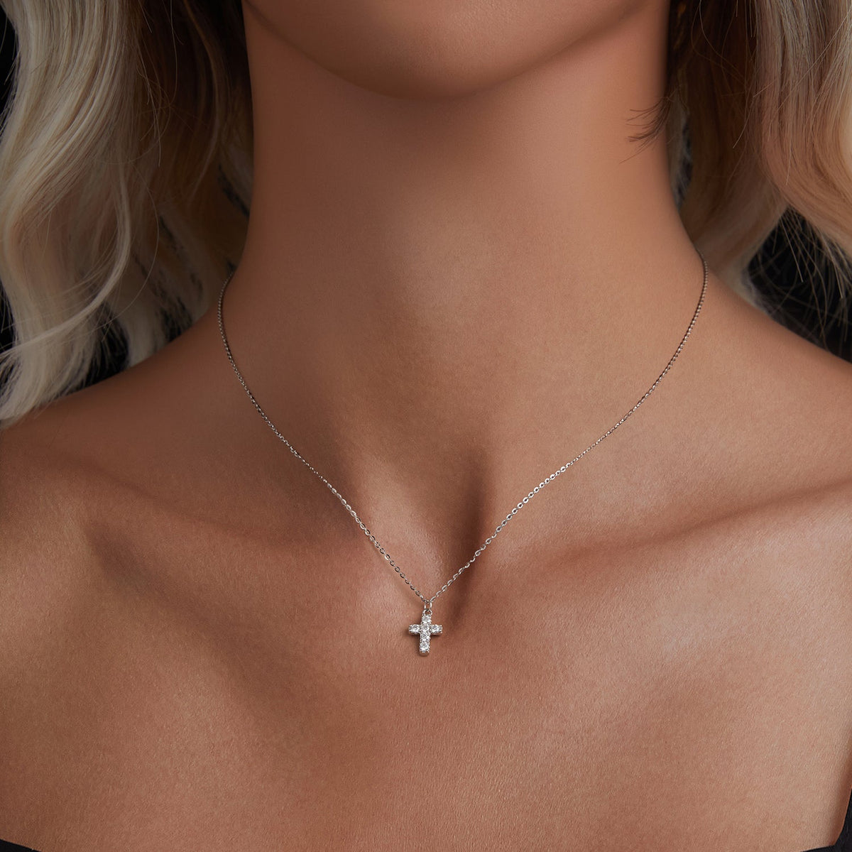 925 Sterling Silver Moissanite Cross Pendant Necklace on silver chain 40+5cm for women on Tampa Home & Garden Store
