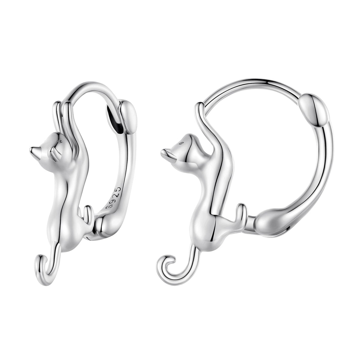 Earrings 925 Sterling Silver Plated Hoop with cat head charm, 1.8cm, by Bids.com on Tampa Home & Garden Store
