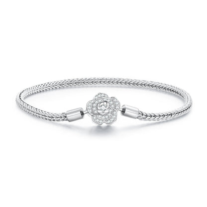 Sterling silver bracelet with pave CZ flower charm, 17cm, Bids.com on Tampa Home & Garden Store