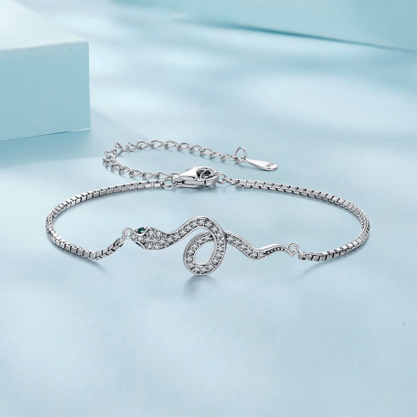 Bracelet, S925 sterling silver with pavé CZ by Bids.com snake infinity design on Tampa Home & Garden Store