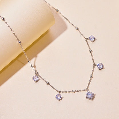 925 Sterling Silver moissanite necklace for women with 5.0mm stones on a delicate chain on Tampa Home & Garden Store