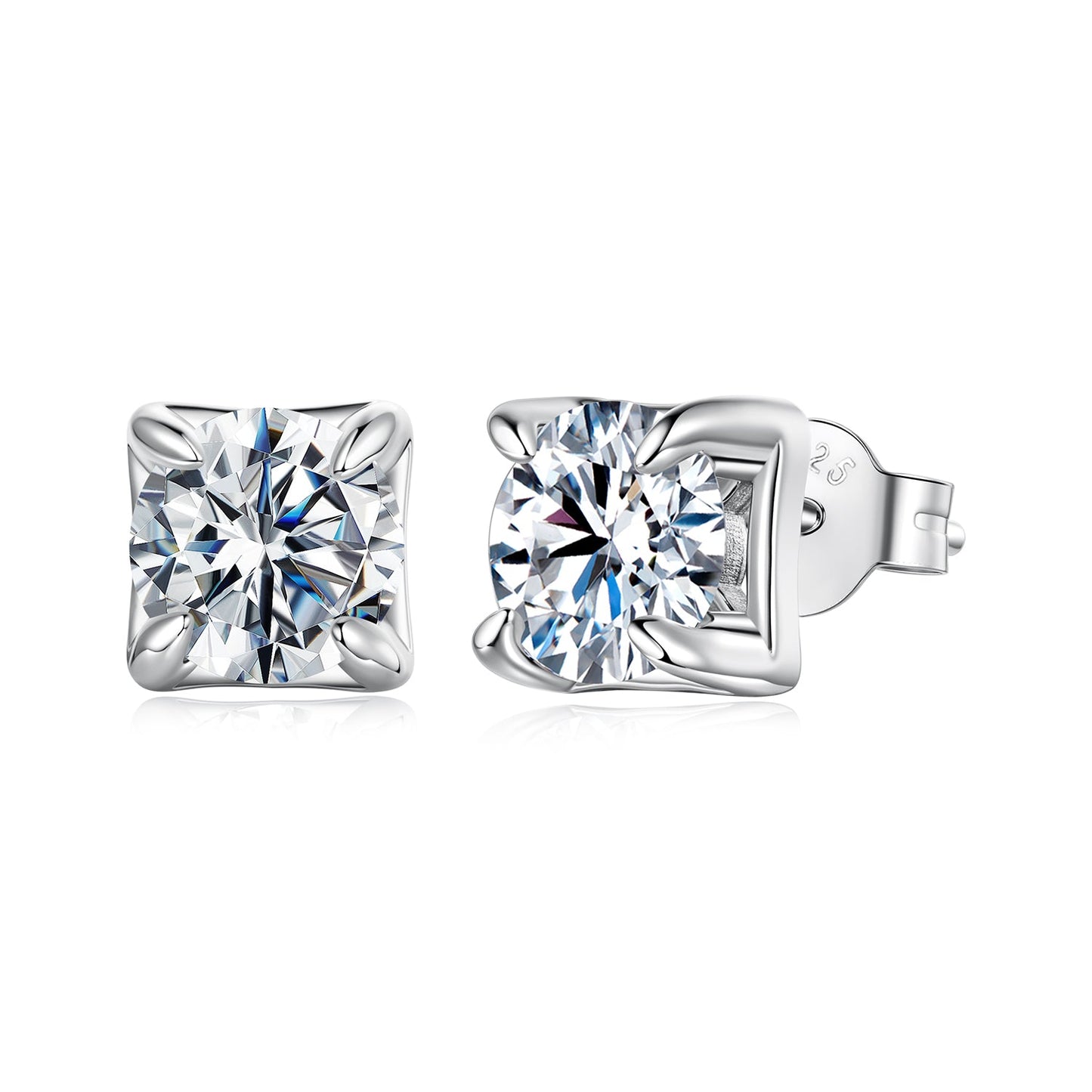 Moissanite stud earrings, 925 sterling silver with white gold plating, 0.5ct Style S for Women on Tampa Home & Garden Store