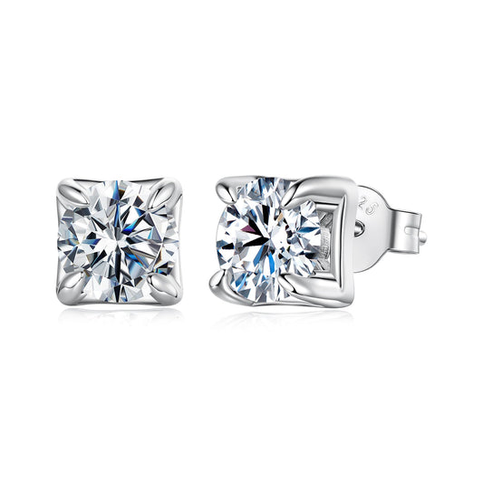 Moissanite stud earrings, 925 sterling silver with white gold plating, 0.5ct Style S for Women on Tampa Home & Garden Store