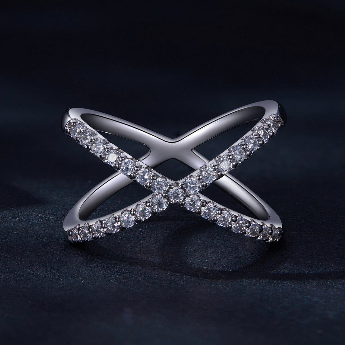 Moissanite cross ring in S925 sterling silver with pave band, size 8, by Bids.com on Tampa Home & Garden Store