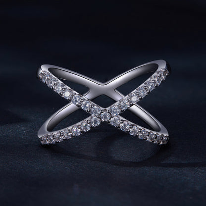 Moissanite cross ring in S925 sterling silver with pave band, size 8, by Bids.com on Tampa Home & Garden Store