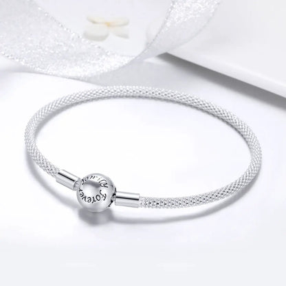 Sterling silver SCB bracelet with round engraved clasp and mesh chain, 17 cm on Tampa Home & Garden Store