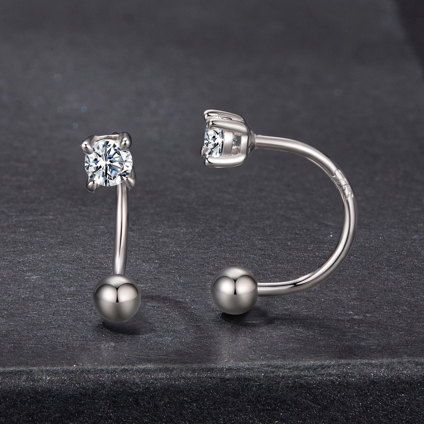 Earrings 925 Sterling Silver Moissanite 0.1ct studs, 1.3cm, by Bids.com for Women on Tampa Home & Garden Store