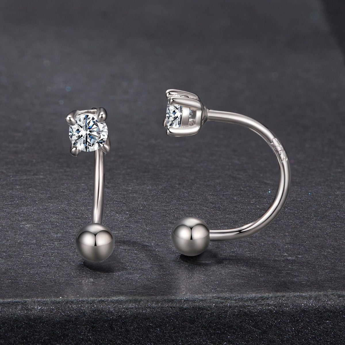 Earrings 925 Sterling Silver Moissanite 0.1ct studs, 1.3cm, by Bids.com for Women on Tampa Home & Garden Store