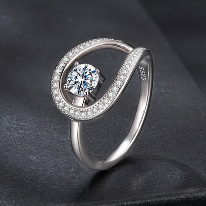 Moissanite ring 925 Sterling Silver with 0.50ct center stone, size 6, pavé halo by Bids.com on Tampa Home & Garden Store