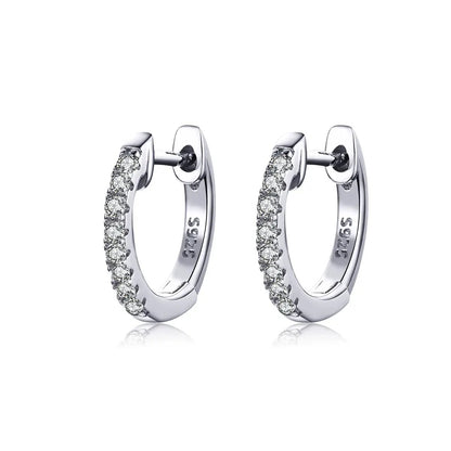 925 Sterling Silver Pavé CZ Hoop Earrings, 1.3 cm, Bids.com on Tampa Home & Garden Store
