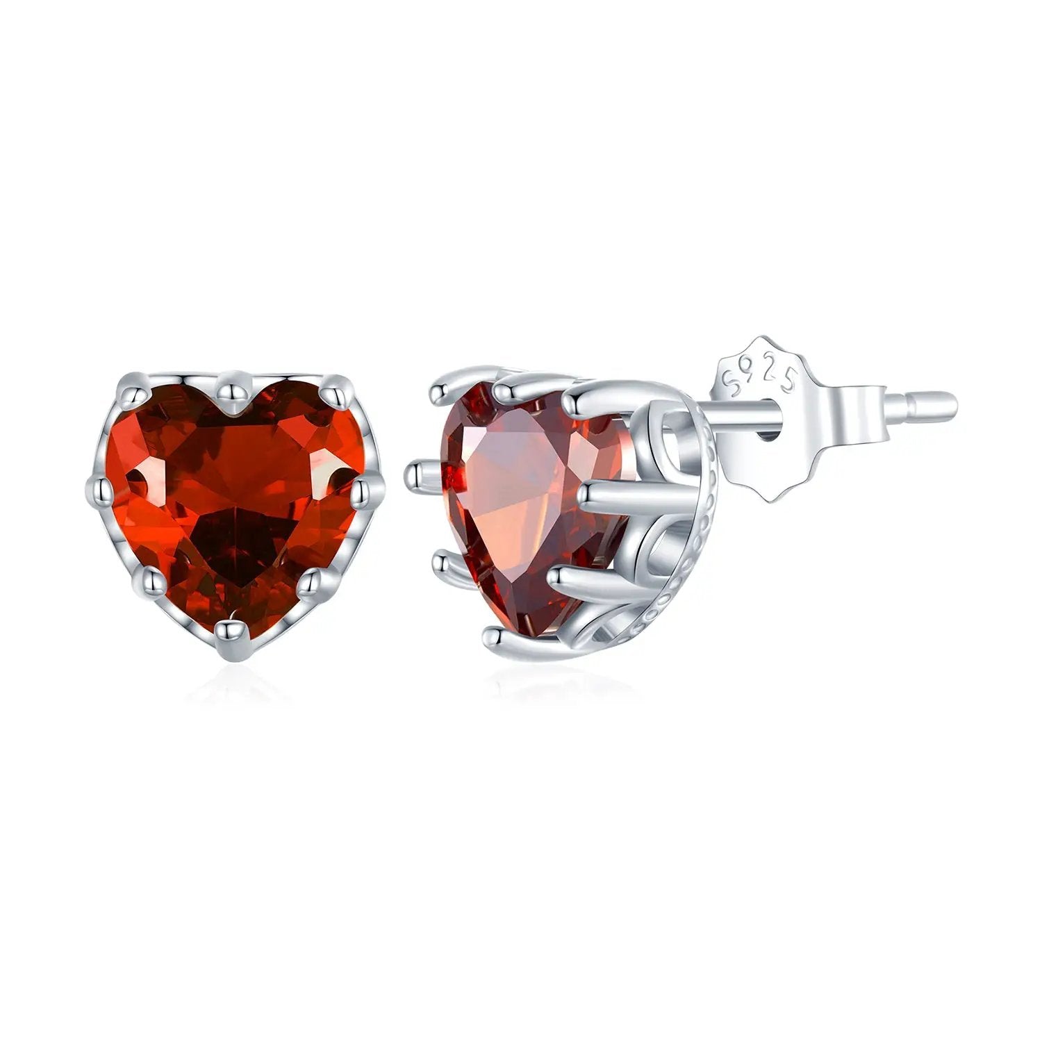 Earrings 925 sterling silver heart-shaped red CZ studs by Bids.com on Tampa Home & Garden Store