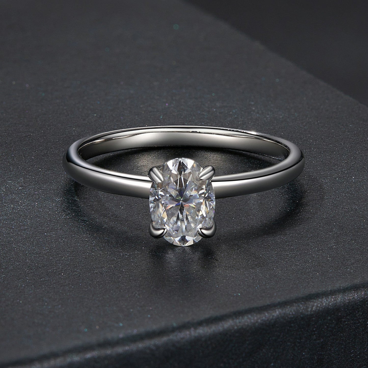 Sterling silver moissanite ring with a 1ct round stone, size 8, solitaire prong setting on Tampa Home & Garden Store