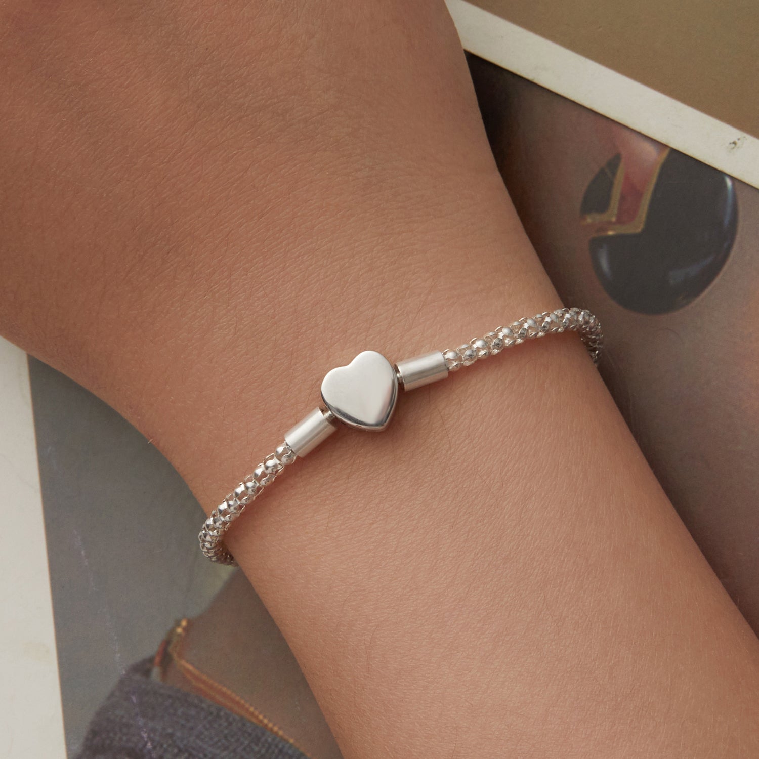 925 Sterling Silver Bracelet for Women with heart-shaped charm, 17cm length, Bids.com on Tampa Home & Garden Store