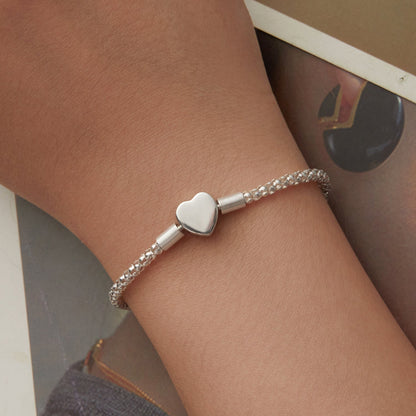 925 Sterling Silver Bracelet for Women with heart-shaped charm, 17cm length, Bids.com on Tampa Home & Garden Store