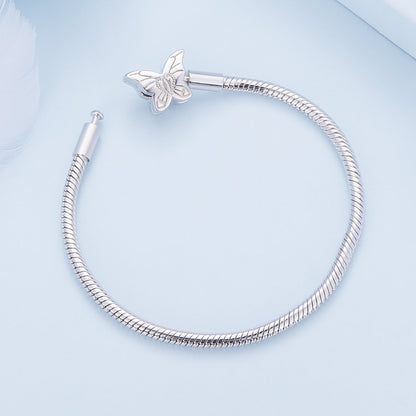Sterling silver bracelet with butterfly charm, snake chain, 17 cm length on Tampa Home & Garden Store