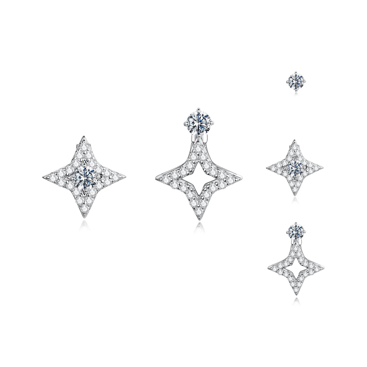 925 Sterling Silver Moissanite Earrings 0.1ct starburst pavé design by Bids.com for Women on Tampa Home & Garden Store
