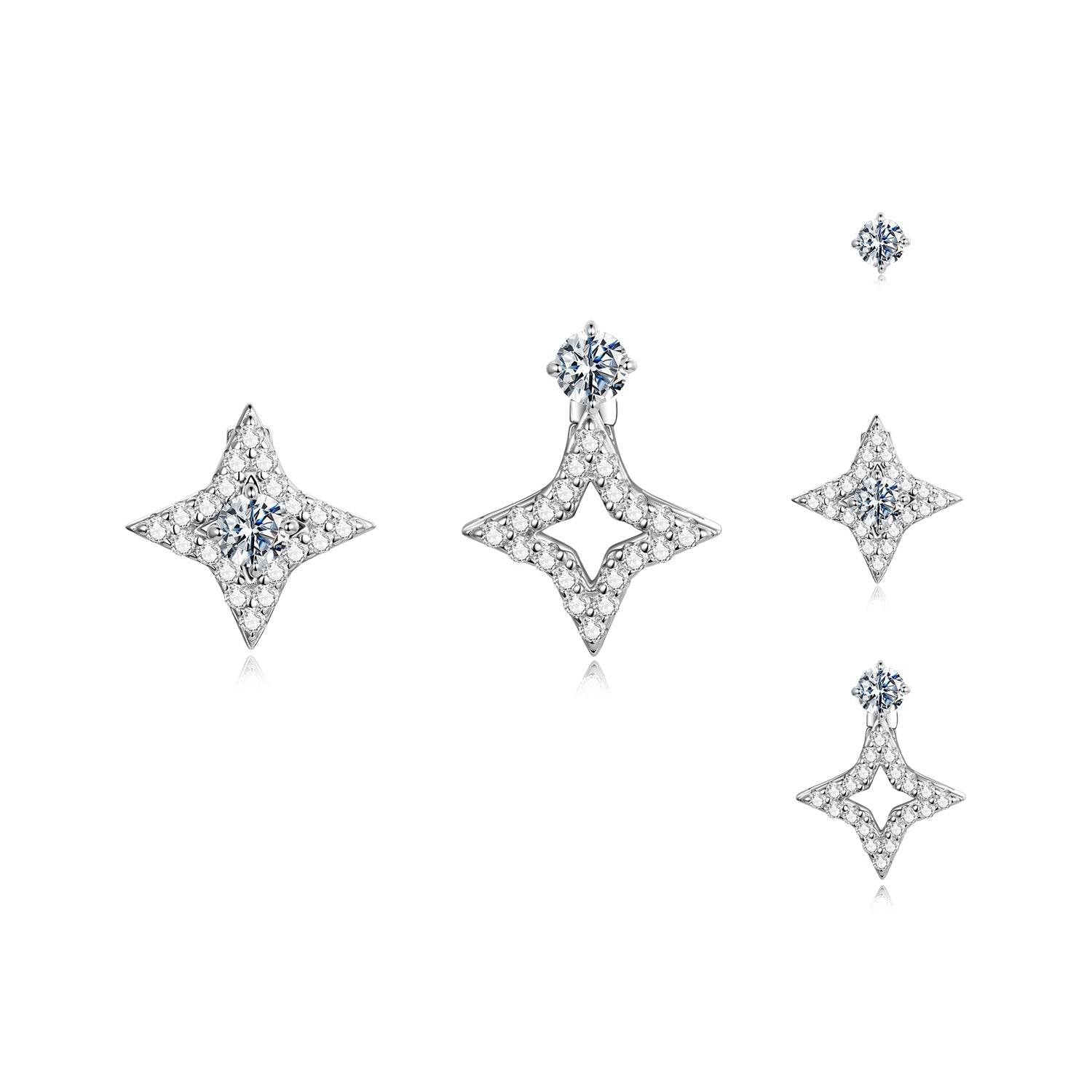 925 Sterling Silver Moissanite Earrings 0.1ct starburst pavé design by Bids.com for Women on Tampa Home & Garden Store
