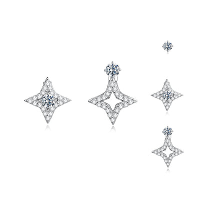 925 Sterling Silver Moissanite Earrings 0.1ct starburst pavé design by Bids.com for Women on Tampa Home & Garden Store