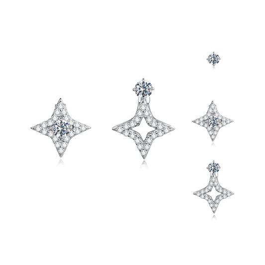 925 Sterling Silver Moissanite Earrings 0.1ct starburst pavé design by Bids.com for Women on Tampa Home & Garden Store