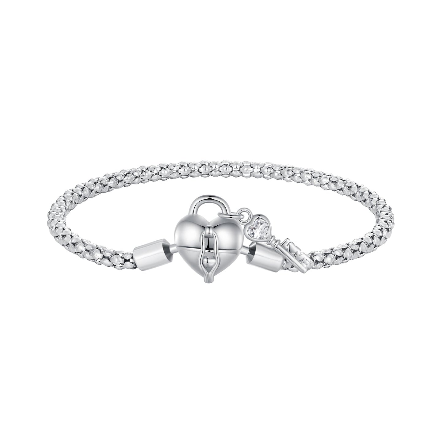 Bracelet 925 Sterling Silver pave CZ with heart charm, size 17, women's, Bids.com on Tampa Home & Garden Store