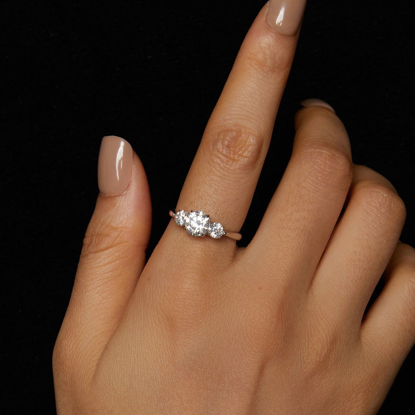 Ring 925 sterling silver moissanite three-stone with 6.5mm center (1ct), size E, Bids.com on Tampa Home & Garden Store
