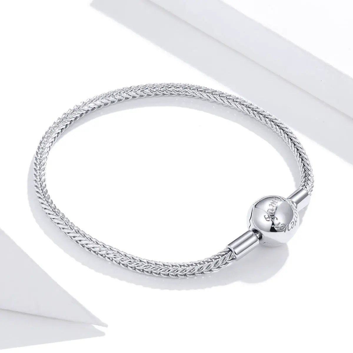 Men's 17cm silver plated bracelet with braided rope chain and sphere clasp by Bids.com on Tampa Home & Garden Store