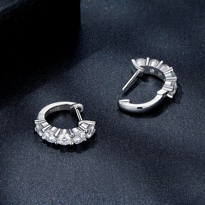 S925 sterling silver moissanite hoop earrings, platinum plated, by Bids.com, pair for women on Tampa Home & Garden Store