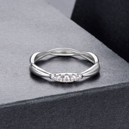 925 sterling silver moissanite ring with a row of small gems, women's size 6 on Tampa Home & Garden Store