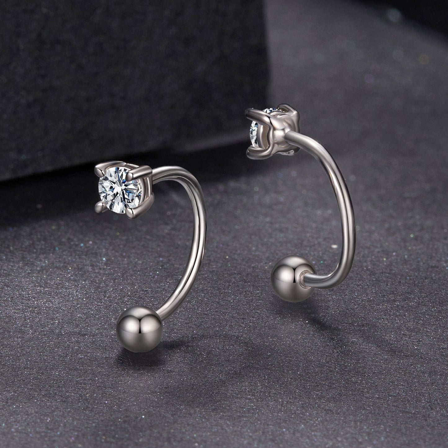 Earrings 925 Sterling Silver Moissanite 0.1ct curved 1.3cm studs Bids.com on Tampa Home & Garden Store